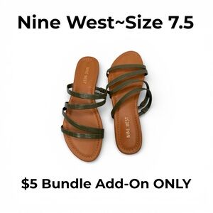 Nine West Strappy Green Slide Croc Print Sandals-$5 Bundle Add-On ONLY